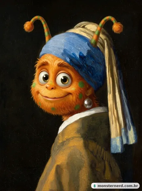 Little Monster with a Pearl Earring, a Monster Nerd take on Vermeer