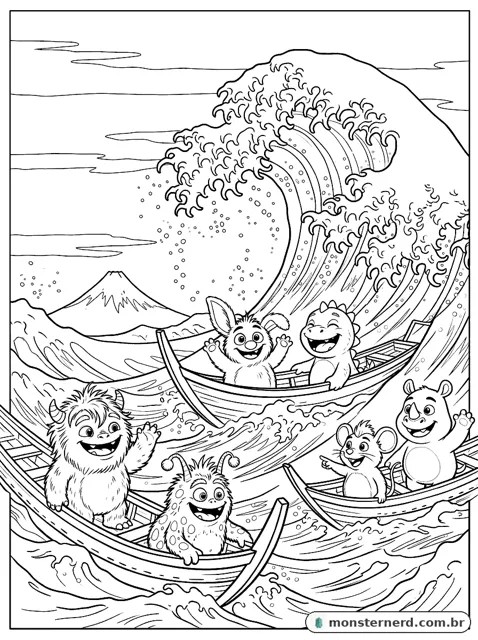 The Great Wave, coloring page